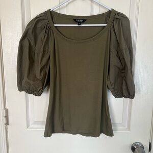 Ralph Lauren Olive Green Puff Sleeve Blouse